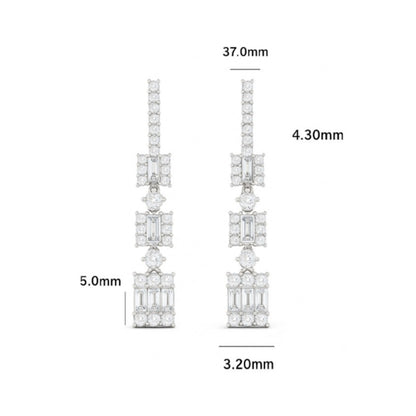 Elegant Gold Diamond Drop Earrings