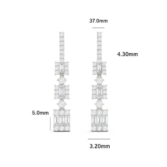 Elegant Gold Diamond Drop Earrings