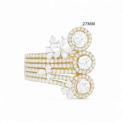 Multi Row Diamond Cocktail Statement Ring