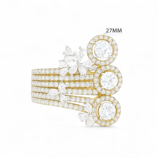Multi Row Diamond Cocktail Statement Ring