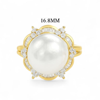 Classic Pearl and Diamond Baguette Ring