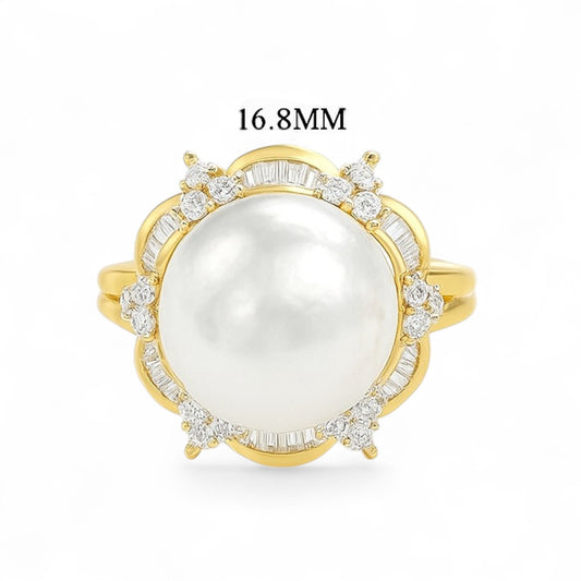 Classic Pearl and Diamond Baguette Ring