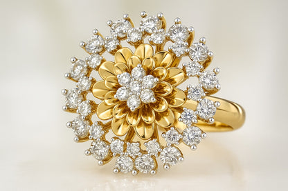 Grand Double Halo Diamond Statement Ring