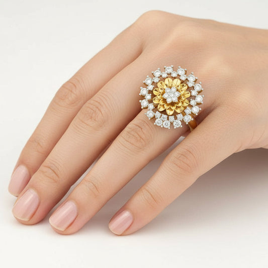 Grand Double Halo Diamond Statement Ring