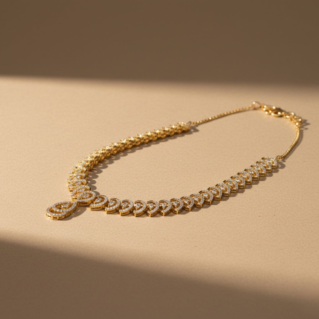 Elegant Peardrop Gold Diamond Necklace For Women - Bridal Jewelry