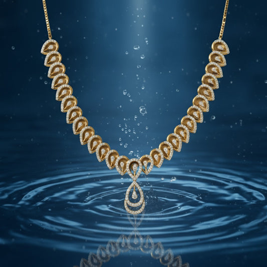 Elegant Peardrop Gold Diamond Necklace For Women - Bridal Jewelry