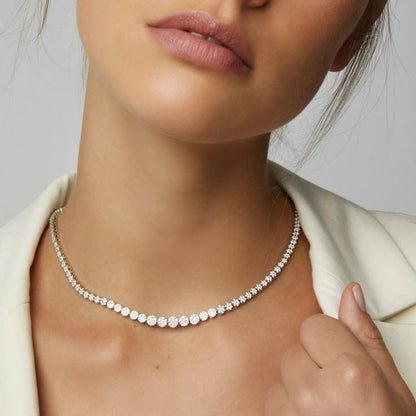 Round Diamond Necklace with Earrings