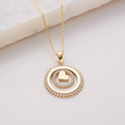 Sentiment Heart-in-Halo Diamond Pendant