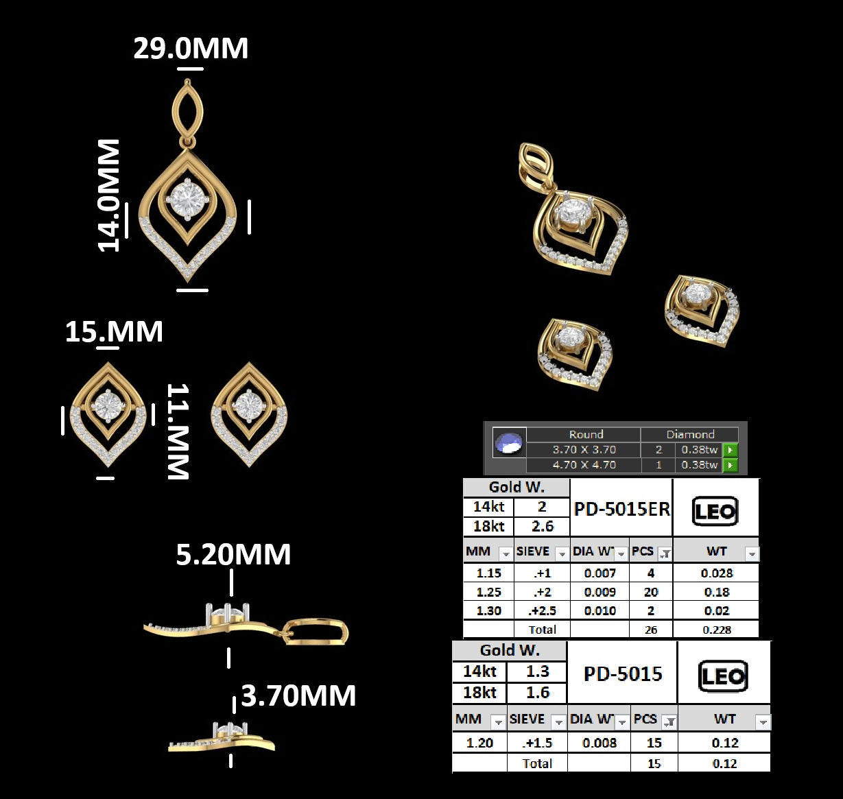 Petal Soft Diamond Pendant Set