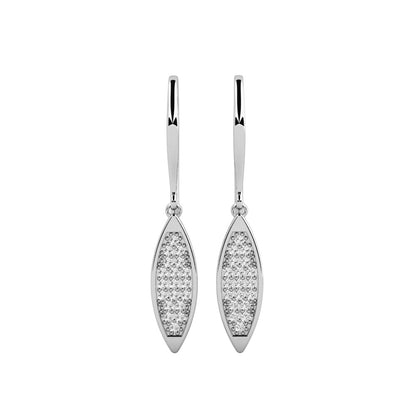 Elegant Diamond Leaf Drop Earrings