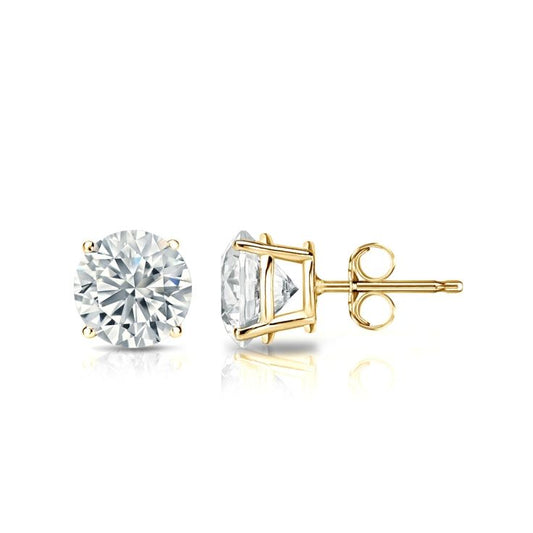 4 Prong Round Solitaire Stud Earrings