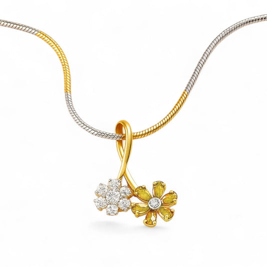 Gold Diamond Sapphire Yellow Floral Pendant