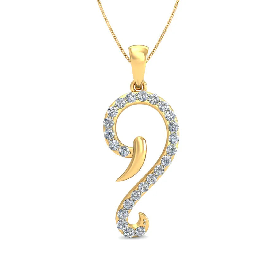 Spiritual Design Gold Diamond Ganesha Pendant