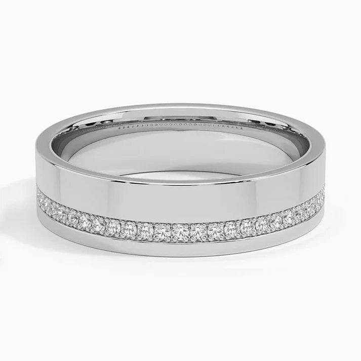 Dual tone Matte & settle Shine Men Band diamond Ring