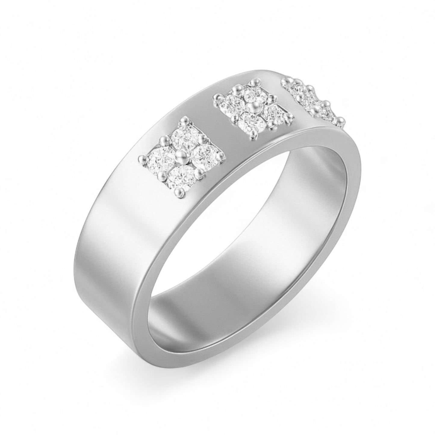 Classic Triple Cluster Diamond Band Ring