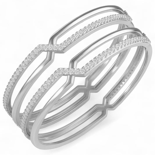 Modern Wave Diamond Bangle