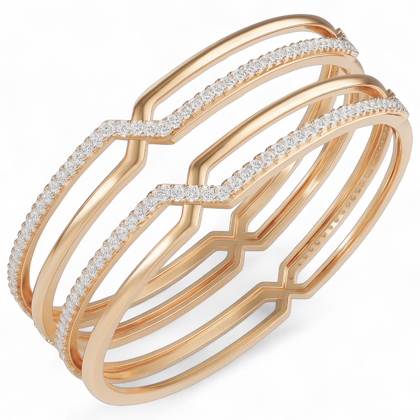 Modern Wave Diamond Bangle