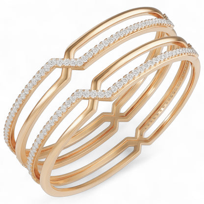 Modern Wave Diamond Bangle