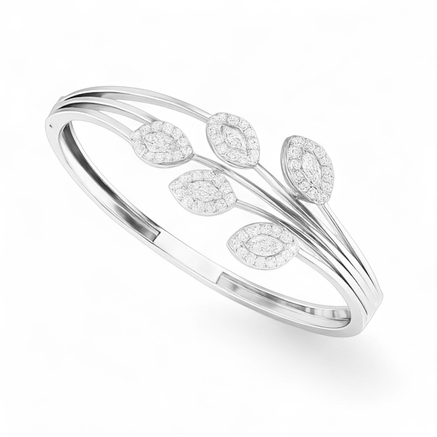 Marquise Leaf Diamond Open Bracelet