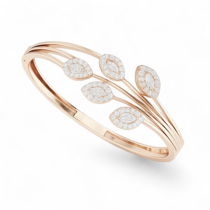 Marquise Leaf Diamond Open Bracelet