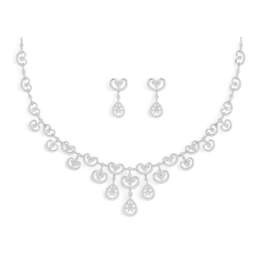 Designer Rose Gold Diamond Necklace with Drop Detailing