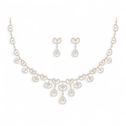Designer Rose Gold Diamond Necklace with Drop Detailing