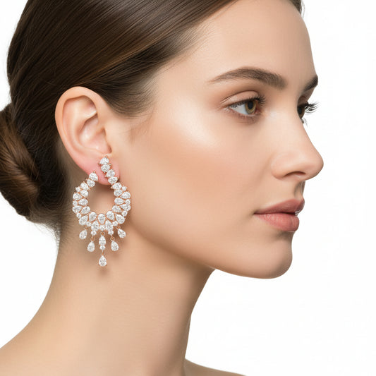 Diamond Hoop Jhumka Earrings