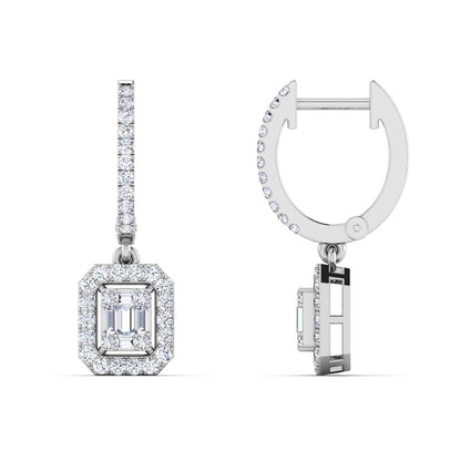 Designer Rectangular Halo Dangle Earrings