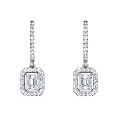 Designer Rectangular Halo Dangle Earrings