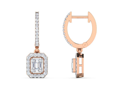 Designer Rectangular Halo Dangle Earrings