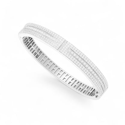 Triple Row Diamond Statement Bangle Bracelet