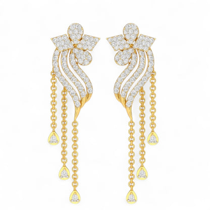 Golden Waves Diamond Drop Jhumka Earrings