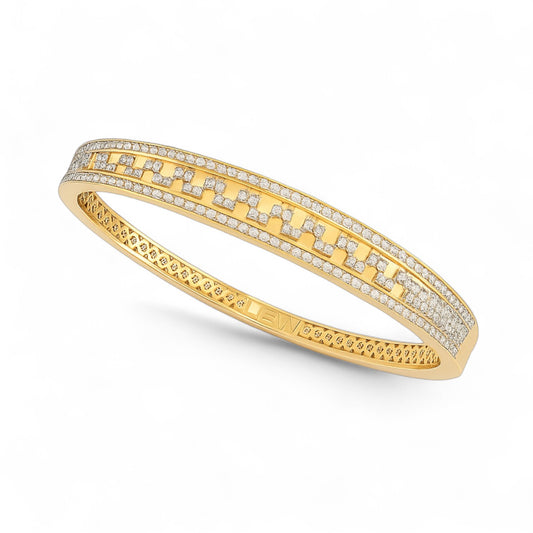 Bold Geometric Diamond Bangle Bracelet