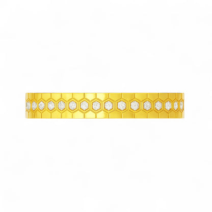 Luxury Honeycomb Pattern Diamond Cuff Bracelet