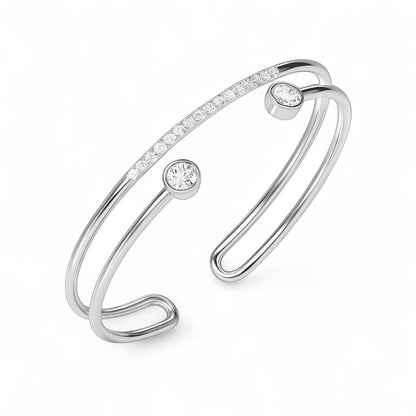 Double Band Diamond Open Cuff Kadaa Bracelet