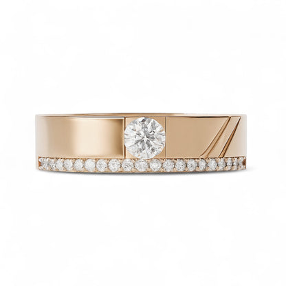 Elegant Band Solitaire Ring with small Diamonds