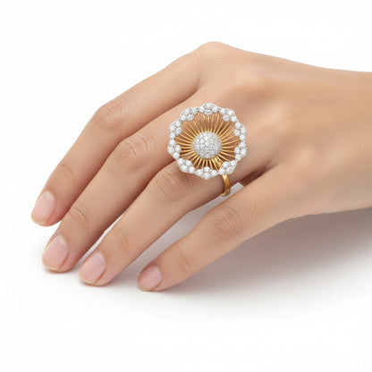 Radiant Floral Diamond Cluster Ring
