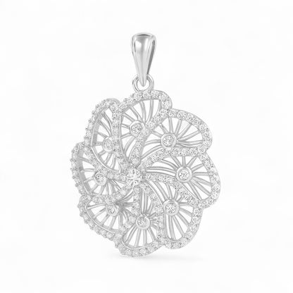 Elegant Diamond Swirl Floral Pendant