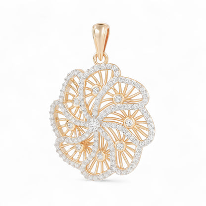 Elegant Diamond Swirl Floral Pendant
