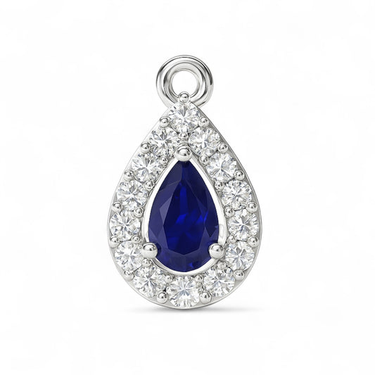Blue Pear Stone Diamond Pendant