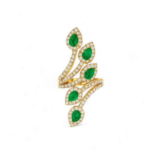 Emerald Green Pear Cluster Ring