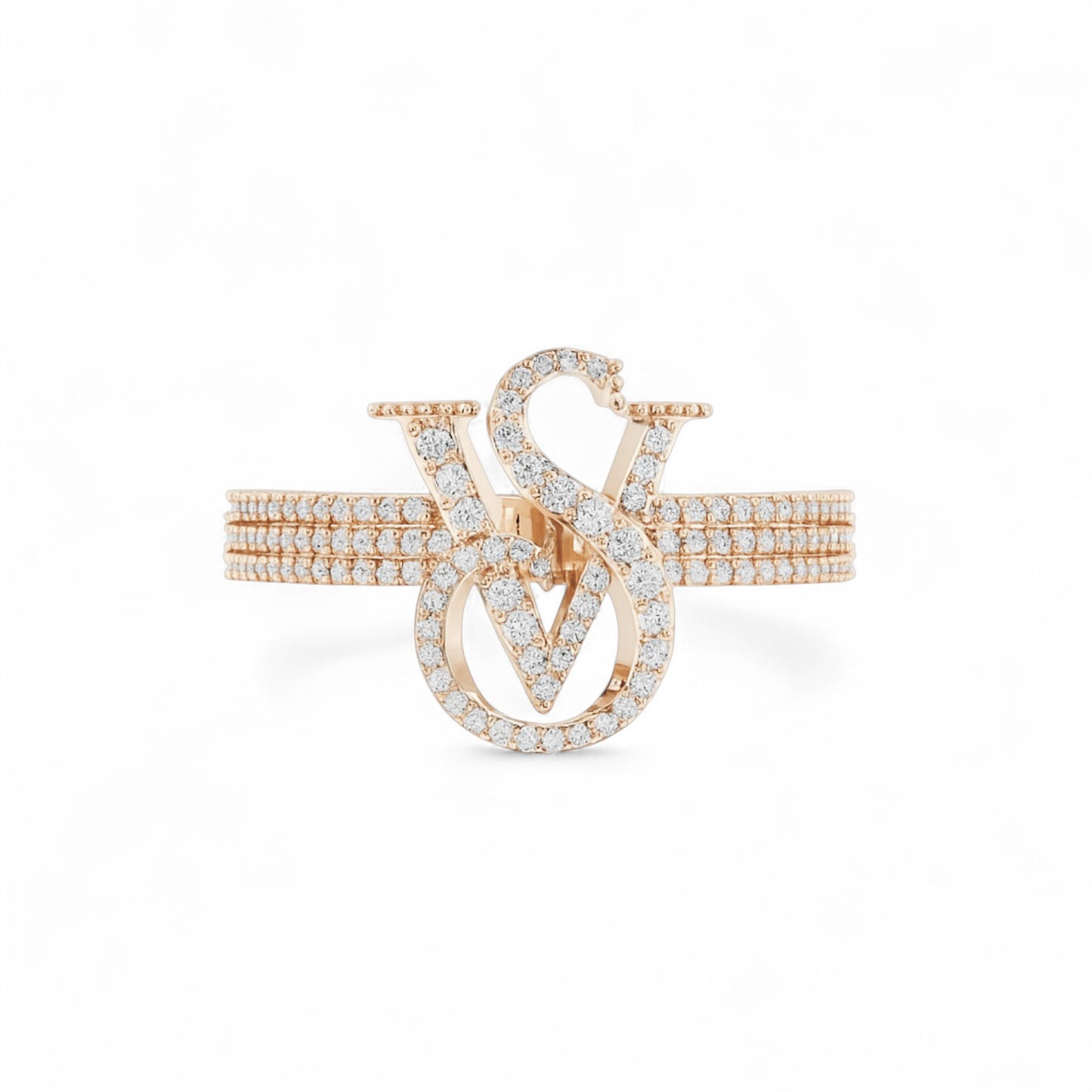 Custom Initial Diamond Statement Ring