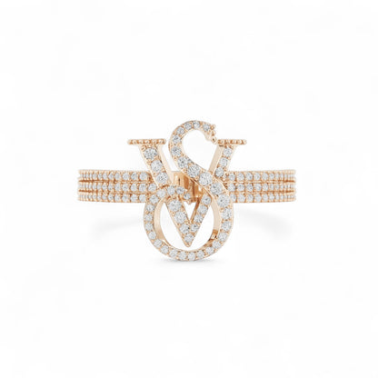 Custom Initial Diamond Statement Ring