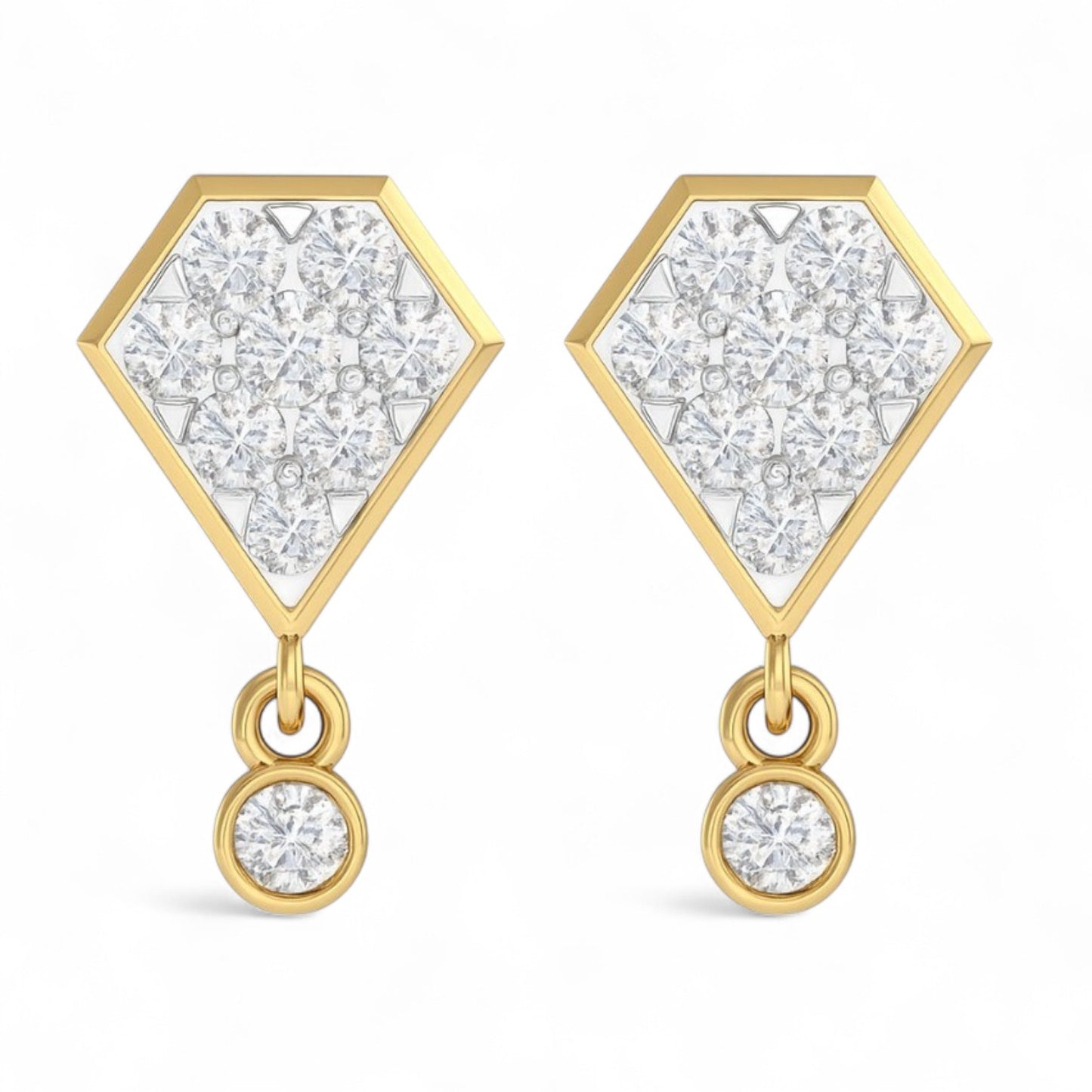 Geometric Spark Diamond Jhumka Earrings