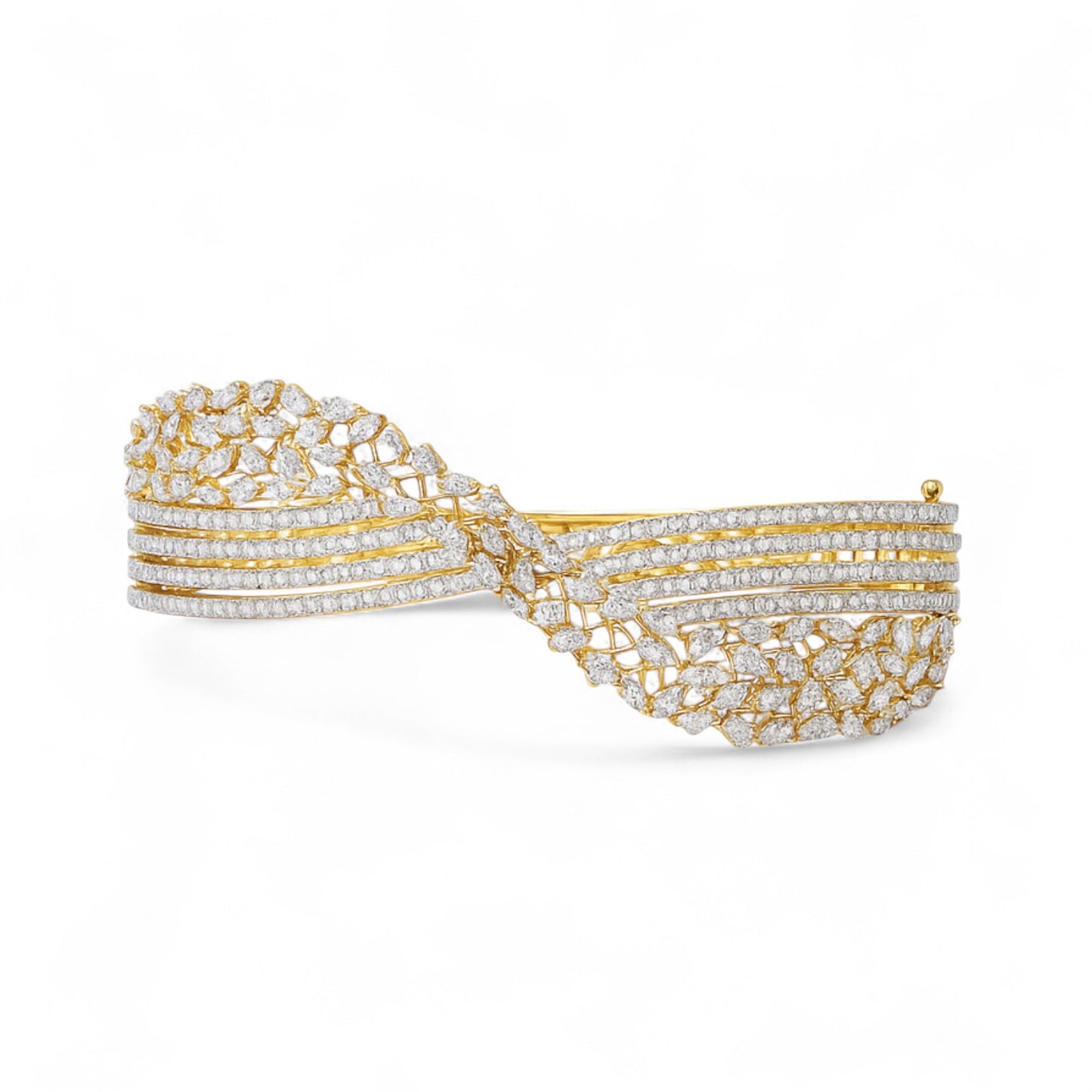 Elegant Crisscross Diamond Wave Bangle