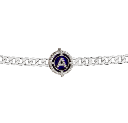 2 in 1 Chain Bracelet cum Personalized Button Cover Cufflinks in Gold and Diamond