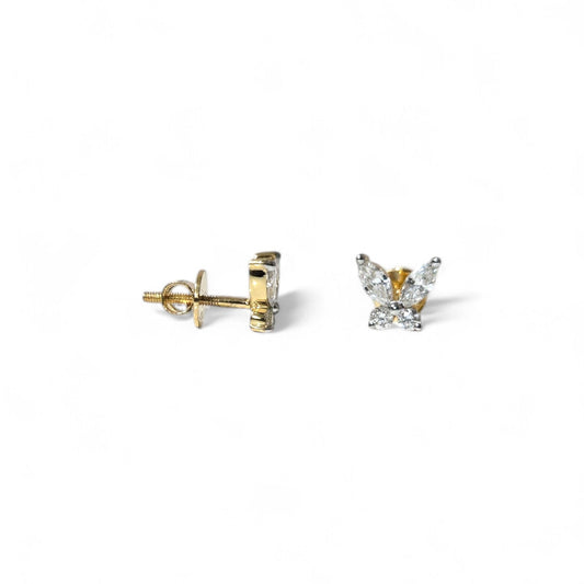 Solitaire Diamond Wings Butterfly Stud Earrings