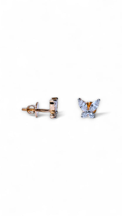 Solitaire Diamond Wings Butterfly Stud Earrings