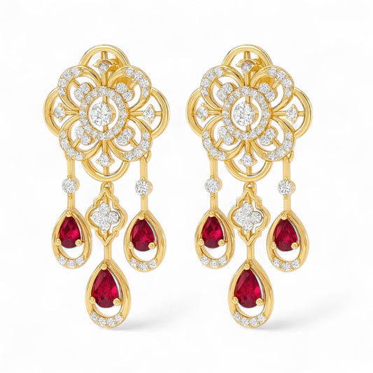 Ruby and Diamond Chandelier Earrings