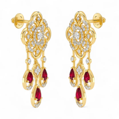 Ruby and Diamond Chandelier Earrings